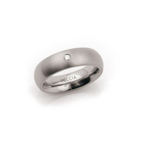 Boccia Brushed Titanium Band & Single Diamond - 0102-06